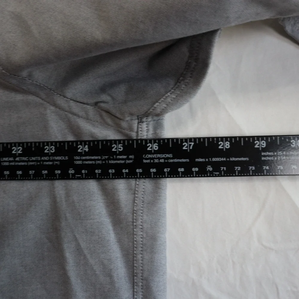 Chaps Shirt‎ Mens XL 17.5 32/33 Slim Fit Wrinkle Free Button Up Gray Long Sleeve
